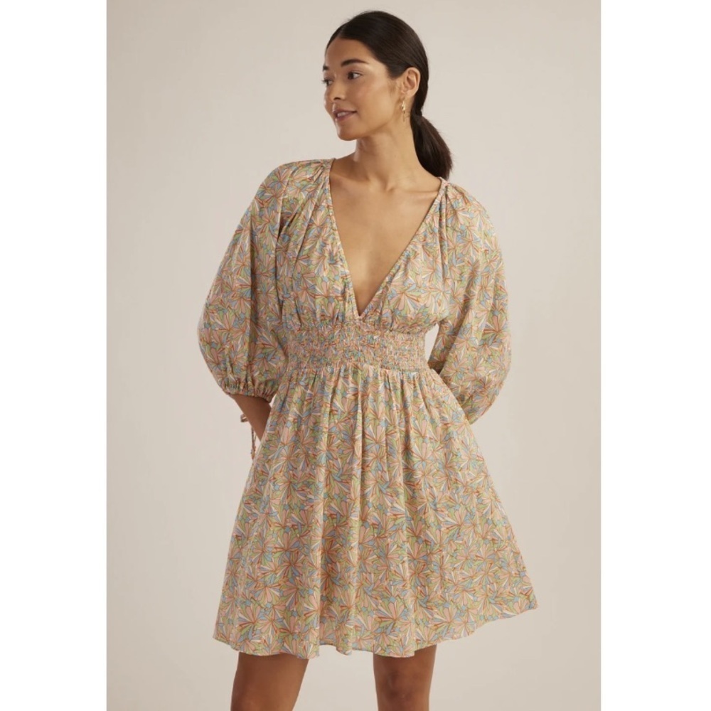 Shoshanna Multicolored 3/4 Sleeve Geometric Print Mini Dress Size Small NWT New